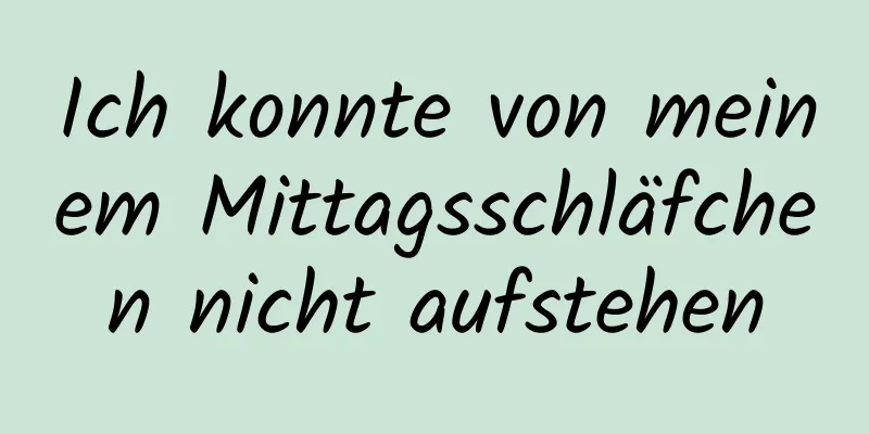 Ich konnte von meinem Mittagsschläfchen nicht aufstehen