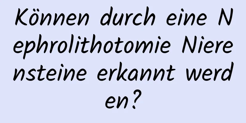 Können durch eine Nephrolithotomie Nierensteine ​​erkannt werden?