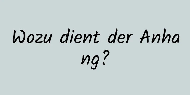 Wozu dient der Anhang?