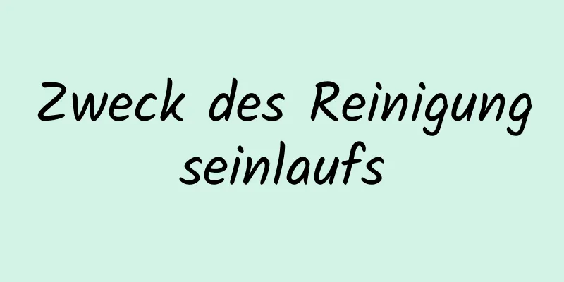 Zweck des Reinigungseinlaufs