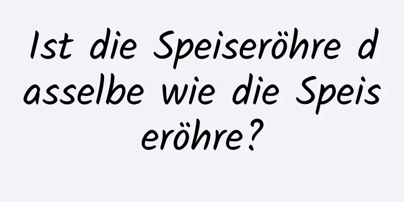 Ist die Speiseröhre dasselbe wie die Speiseröhre?