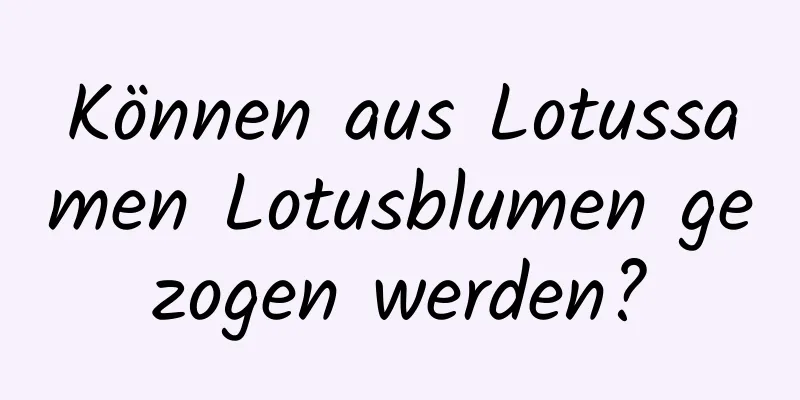 Können aus Lotussamen Lotusblumen gezogen werden?