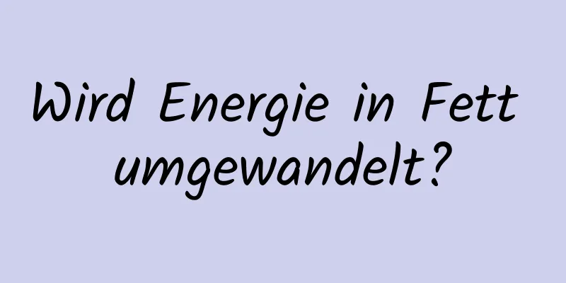 Wird Energie in Fett umgewandelt?