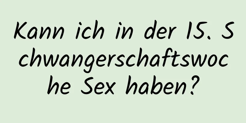 Kann ich in der 15. Schwangerschaftswoche Sex haben?