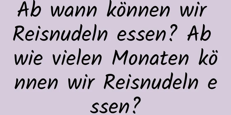 Ab wann können wir Reisnudeln essen? Ab wie vielen Monaten können wir Reisnudeln essen?