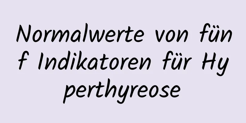 Normalwerte von fünf Indikatoren für Hyperthyreose
