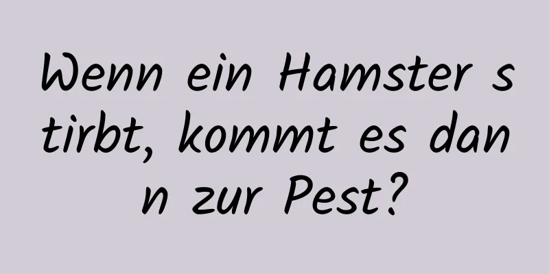 Wenn ein Hamster stirbt, kommt es dann zur Pest?