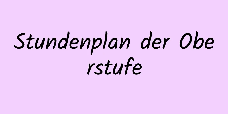 Stundenplan der Oberstufe