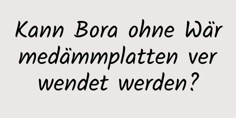 Kann Bora ohne Wärmedämmplatten verwendet werden?