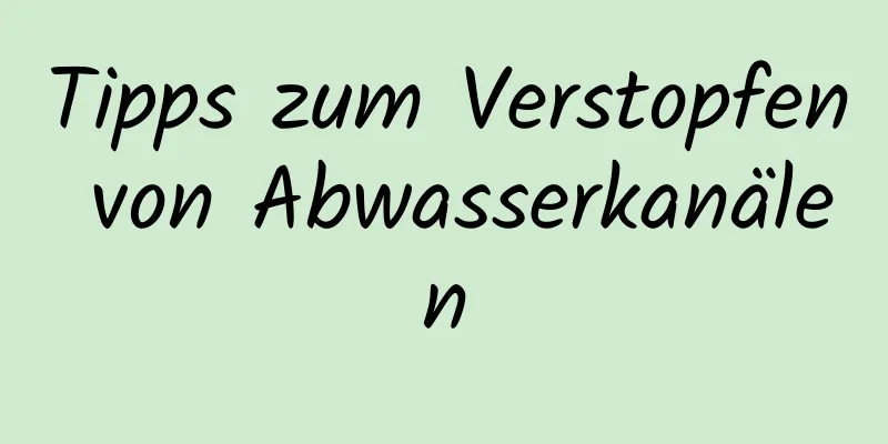 Tipps zum Verstopfen von Abwasserkanälen