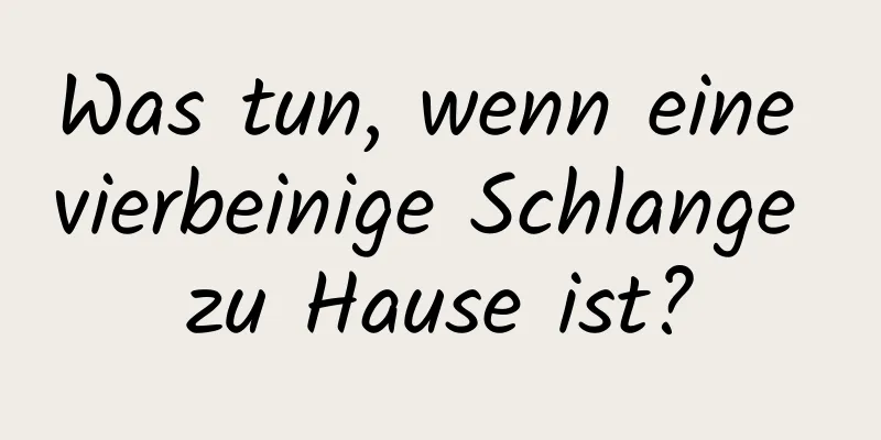 Was tun, wenn eine vierbeinige Schlange zu Hause ist?