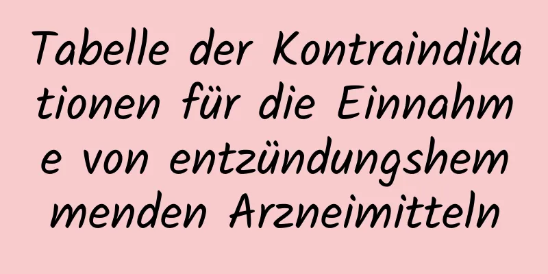 Tabelle der Kontraindikationen für die Einnahme von entzündungshemmenden Arzneimitteln