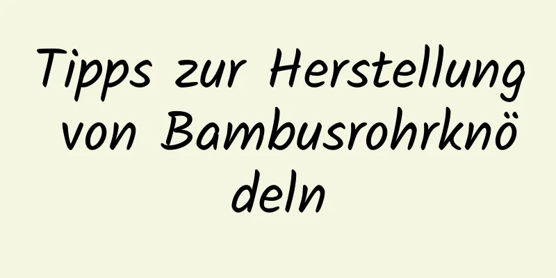 Tipps zur Herstellung von Bambusrohrknödeln