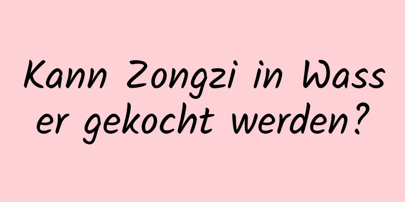 Kann Zongzi in Wasser gekocht werden?