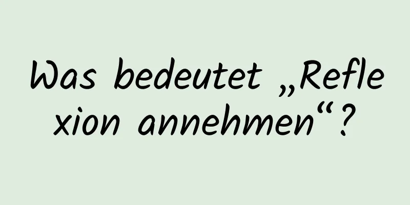 Was bedeutet „Reflexion annehmen“?