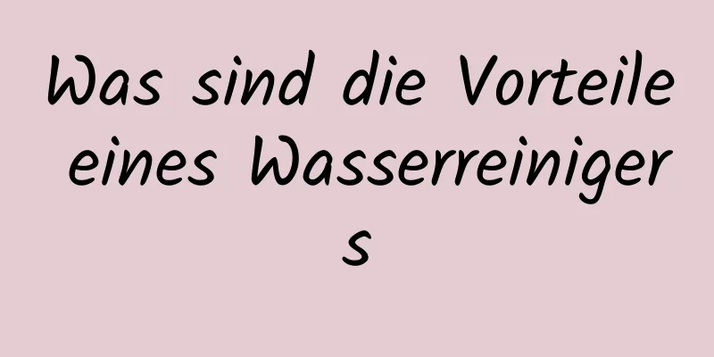 Was sind die Vorteile eines Wasserreinigers