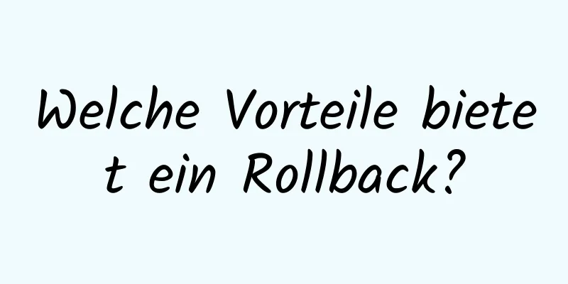 Welche Vorteile bietet ein Rollback?