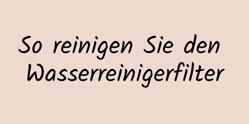 So reinigen Sie den Wasserreinigerfilter