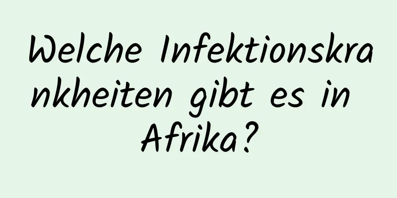 Welche Infektionskrankheiten gibt es in Afrika?