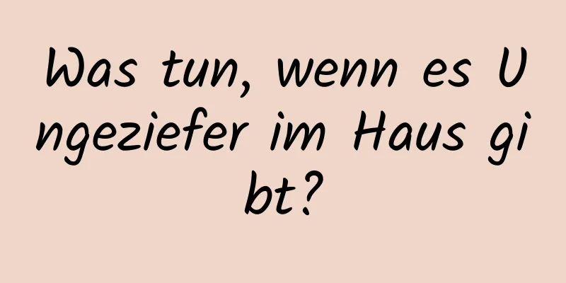 Was tun, wenn es Ungeziefer im Haus gibt?