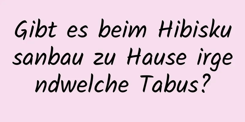 Gibt es beim Hibiskusanbau zu Hause irgendwelche Tabus?