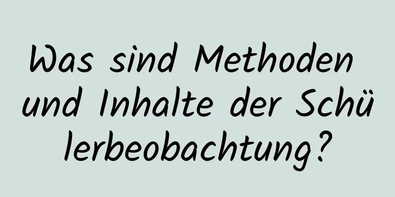 Was sind Methoden und Inhalte der Schülerbeobachtung?
