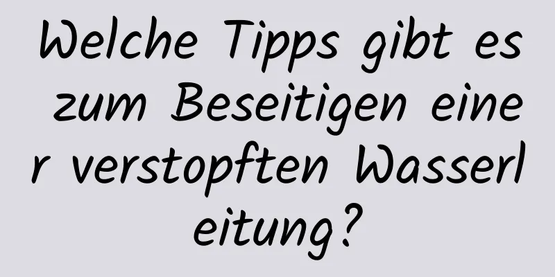 Welche Tipps gibt es zum Beseitigen einer verstopften Wasserleitung?