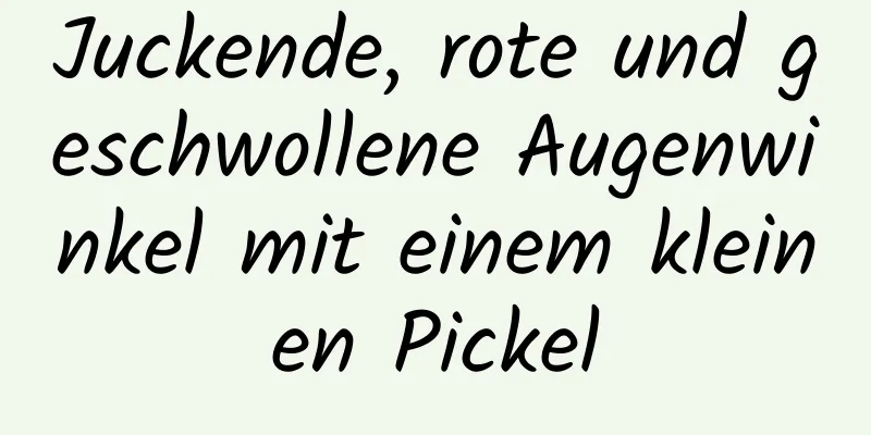 Juckende, rote und geschwollene Augenwinkel mit einem kleinen Pickel