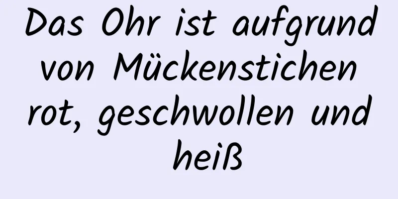 Das Ohr ist aufgrund von Mückenstichen rot, geschwollen und heiß