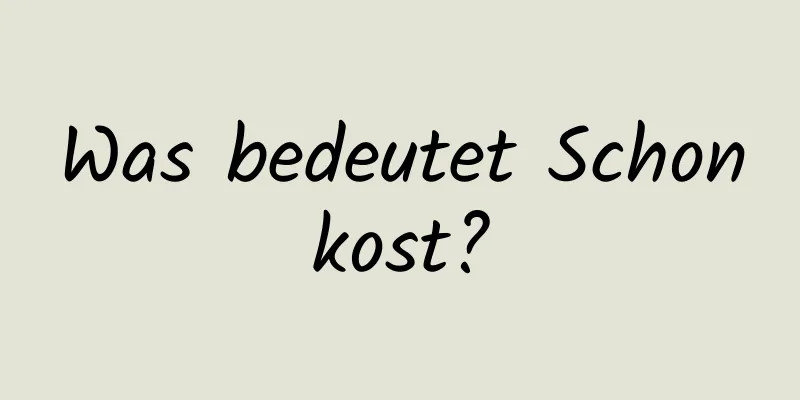 Was bedeutet Schonkost?