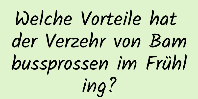 Welche Vorteile hat der Verzehr von Bambussprossen im Frühling?