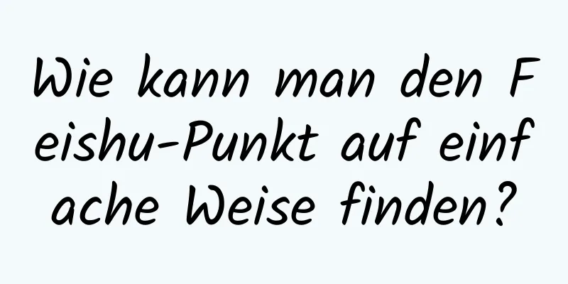 Wie kann man den Feishu-Punkt auf einfache Weise finden?