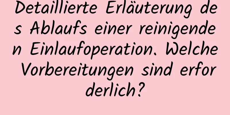 Detaillierte Erläuterung des Ablaufs einer reinigenden Einlaufoperation. Welche Vorbereitungen sind erforderlich?