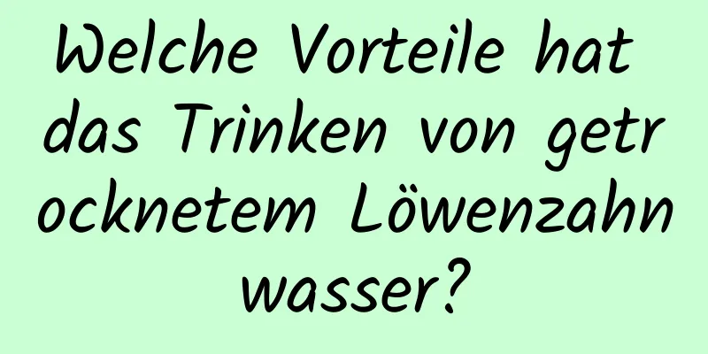 Welche Vorteile hat das Trinken von getrocknetem Löwenzahnwasser?