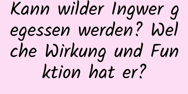 Kann wilder Ingwer gegessen werden? Welche Wirkung und Funktion hat er?