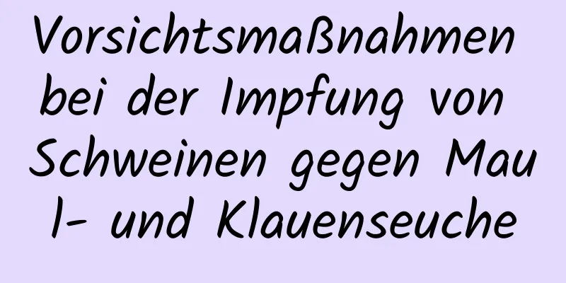Vorsichtsmaßnahmen bei der Impfung von Schweinen gegen Maul- und Klauenseuche