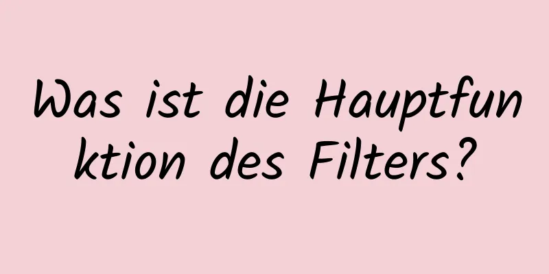 Was ist die Hauptfunktion des Filters?