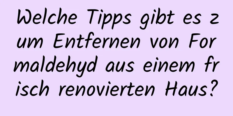 Welche Tipps gibt es zum Entfernen von Formaldehyd aus einem frisch renovierten Haus?