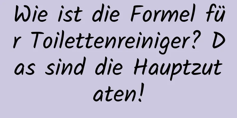 Wie ist die Formel für Toilettenreiniger? Das sind die Hauptzutaten!