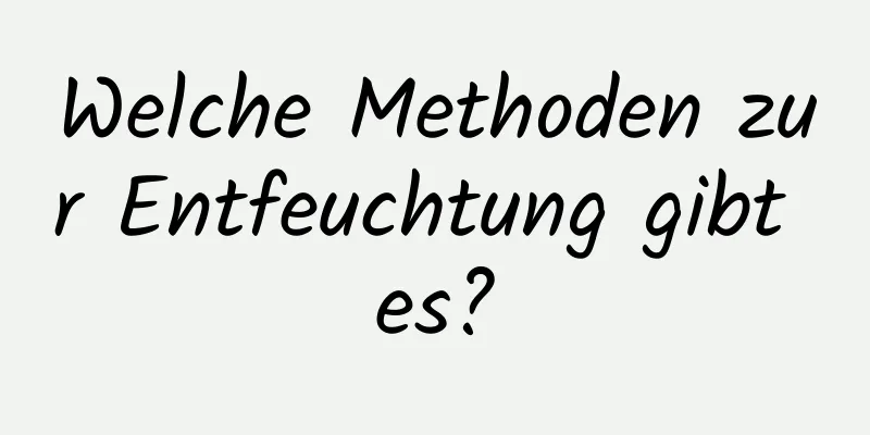Welche Methoden zur Entfeuchtung gibt es?