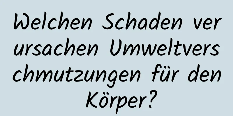 Welchen Schaden verursachen Umweltverschmutzungen für den Körper?