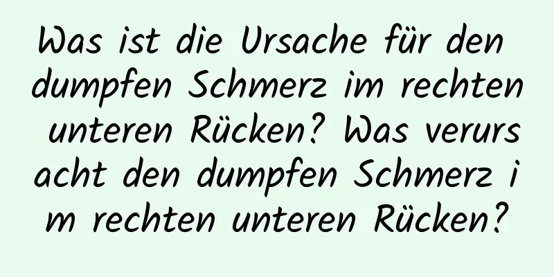 Was ist die Ursache für den dumpfen Schmerz im rechten unteren Rücken? Was verursacht den dumpfen Schmerz im rechten unteren Rücken?