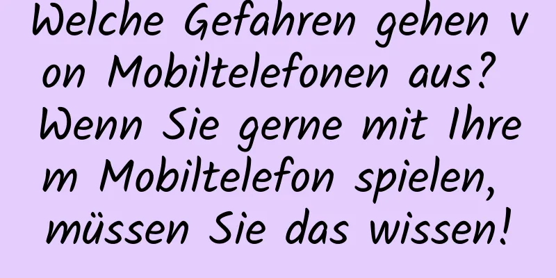 Welche Gefahren gehen von Mobiltelefonen aus? Wenn Sie gerne mit Ihrem Mobiltelefon spielen, müssen Sie das wissen!