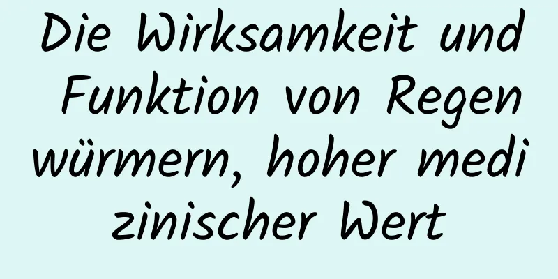 Die Wirksamkeit und Funktion von Regenwürmern, hoher medizinischer Wert