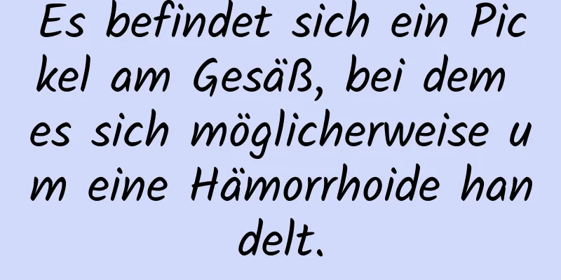 Es befindet sich ein Pickel am Gesäß, bei dem es sich möglicherweise um eine Hämorrhoide handelt.
