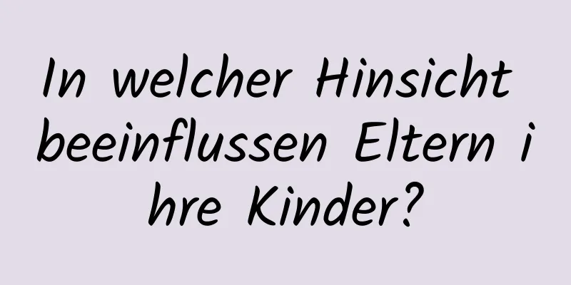 In welcher Hinsicht beeinflussen Eltern ihre Kinder?