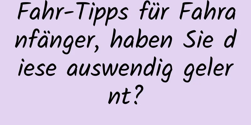 Fahr-Tipps für Fahranfänger, haben Sie diese auswendig gelernt?