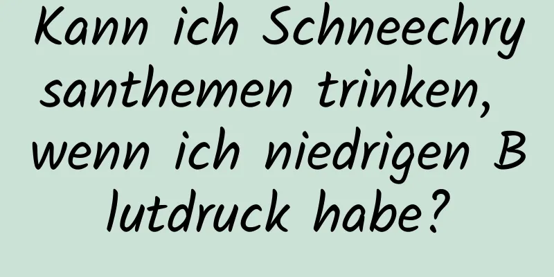 Kann ich Schneechrysanthemen trinken, wenn ich niedrigen Blutdruck habe?