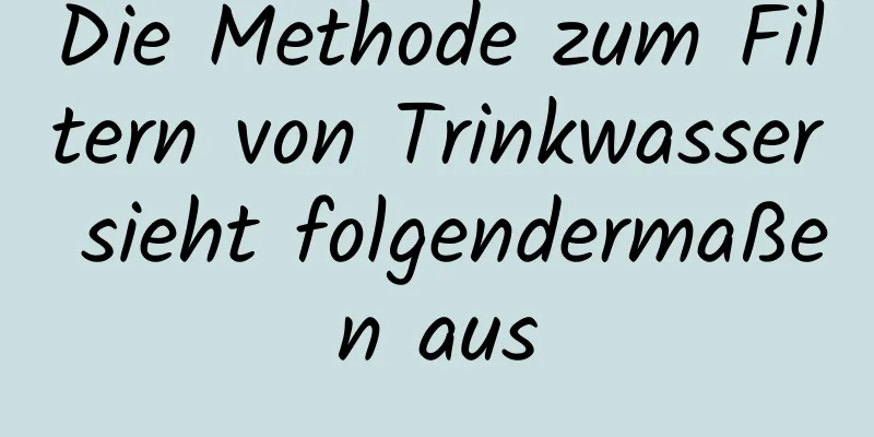 Die Methode zum Filtern von Trinkwasser sieht folgendermaßen aus