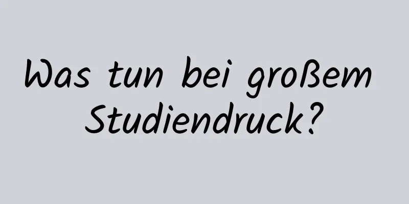 Was tun bei großem Studiendruck?